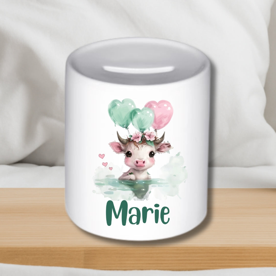 Spardose Grüne Tierchen – Keramik-Spardose für Kinder