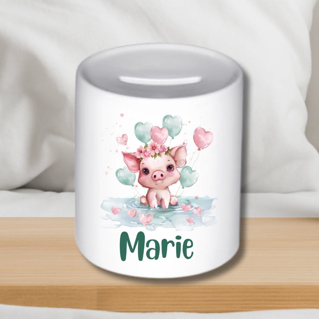 Spardose Grüne Tierchen – Keramik-Spardose für Kinder