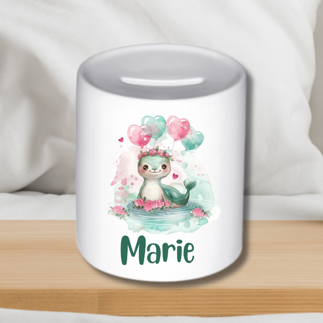 Spardose Grüne Tierchen – Keramik-Spardose für Kinder