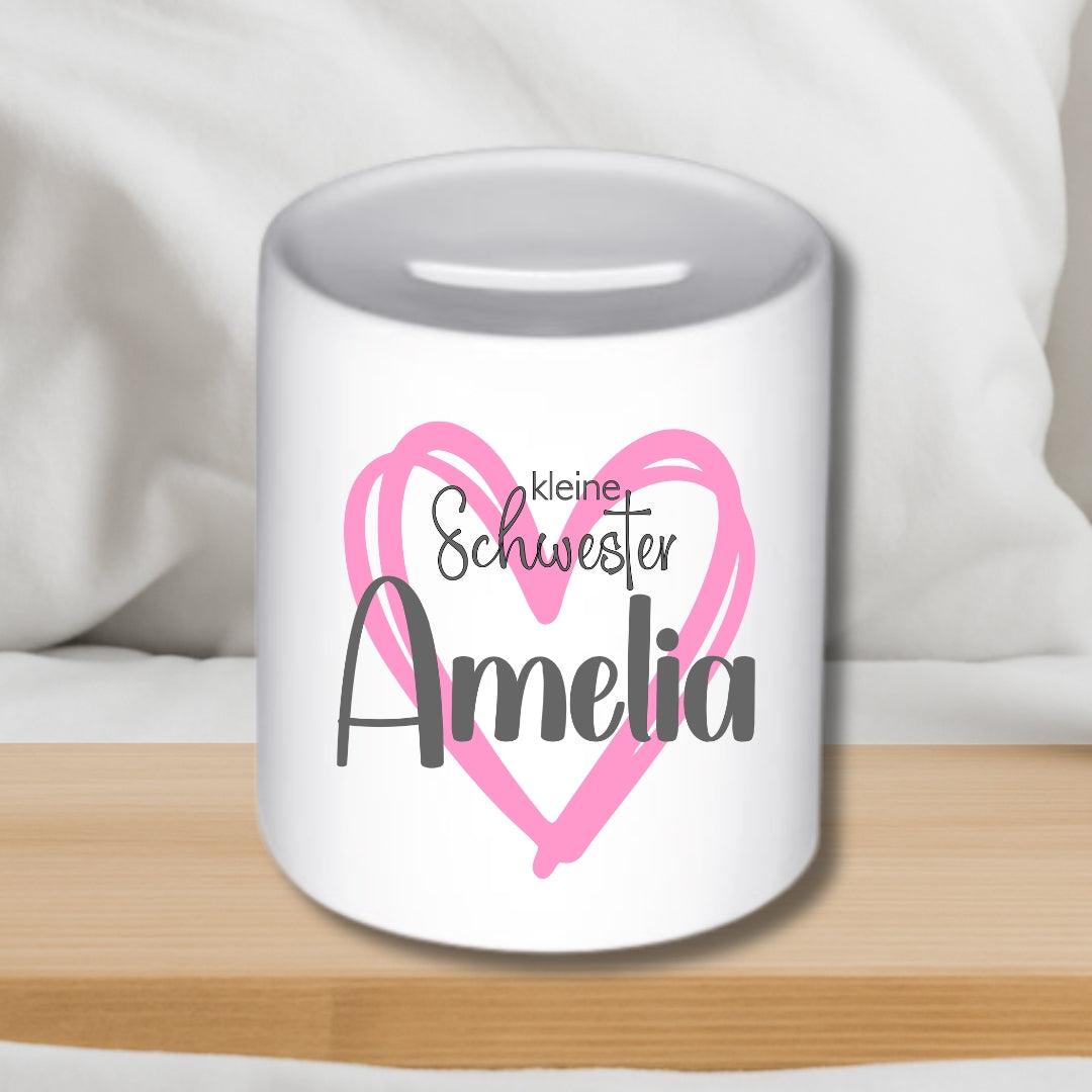 Spardose Geschwister personalisiert mit Namen Bruder Schwester Geschenk zur Geburt oder Taufe