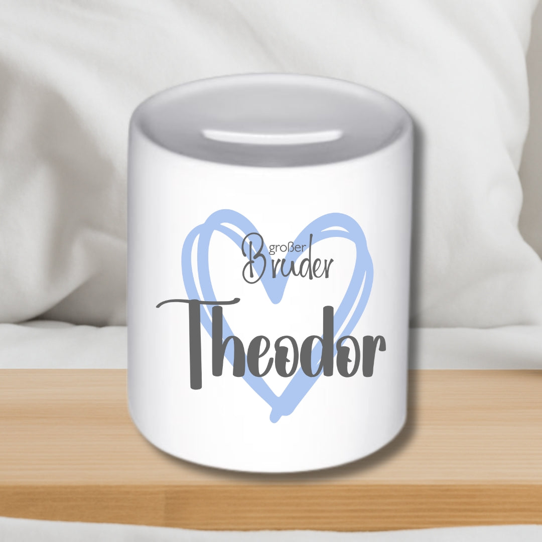 Spardose Geschwister personalisiert mit Namen Bruder Schwester Geschenk zur Geburt oder Taufe