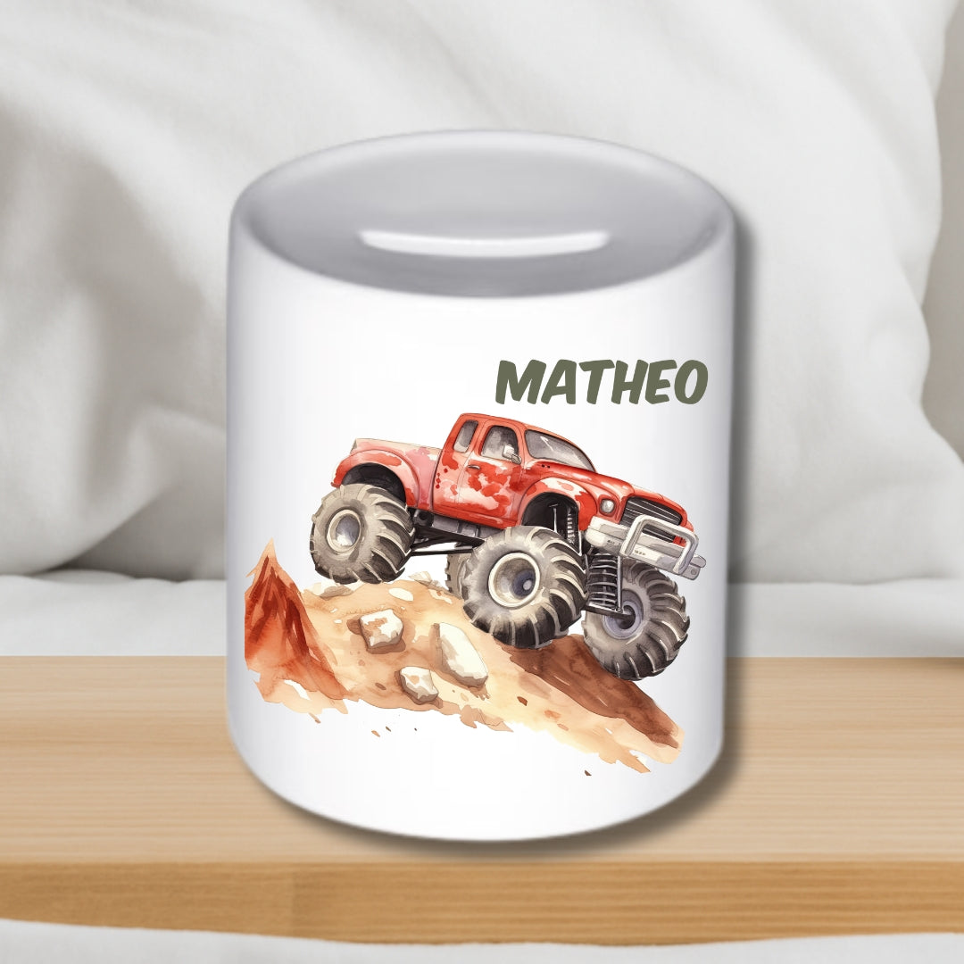 Spardose Auto für Kinder – Personalisierte Keramik-Spardose