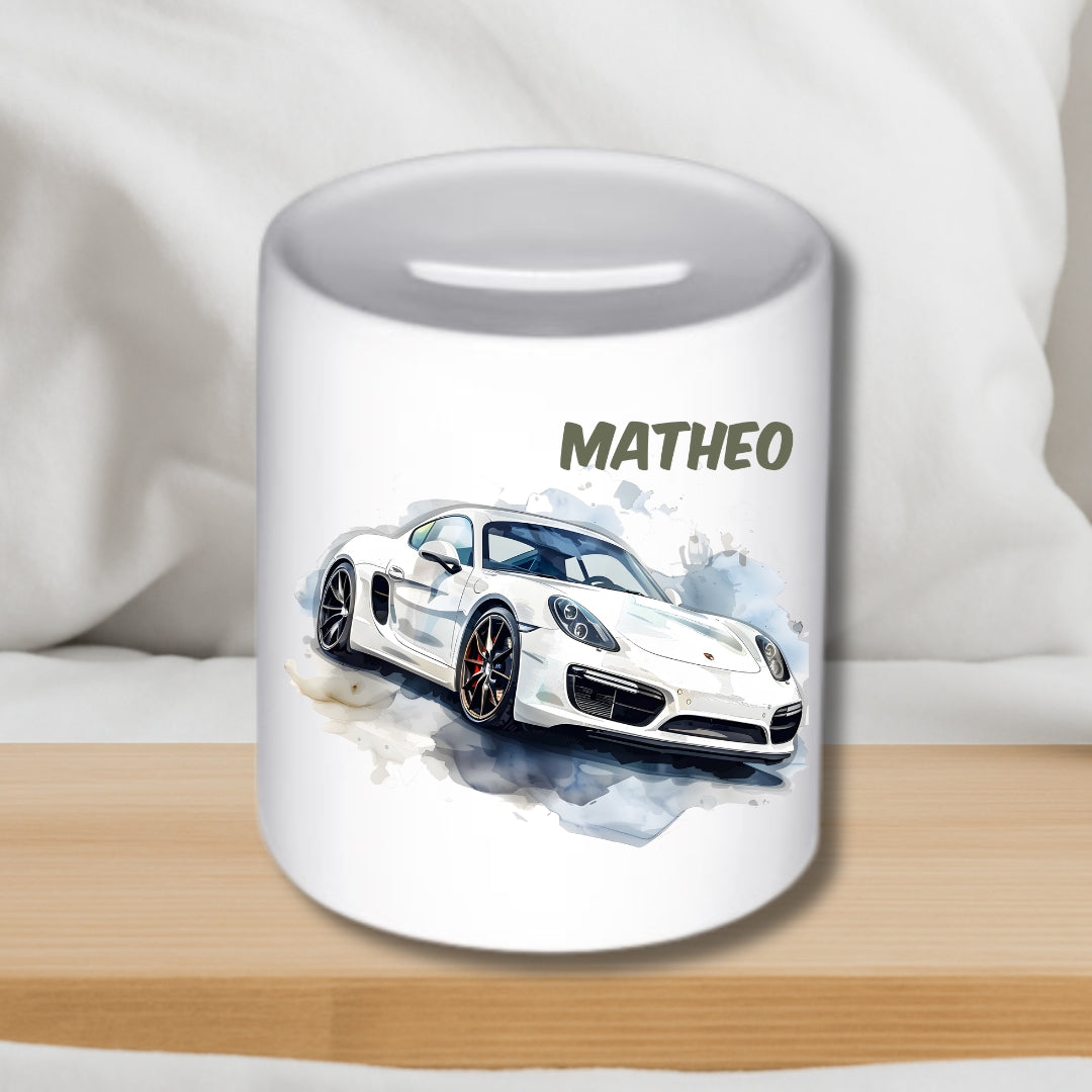 Spardose Auto für Kinder – Personalisierte Keramik-Spardose