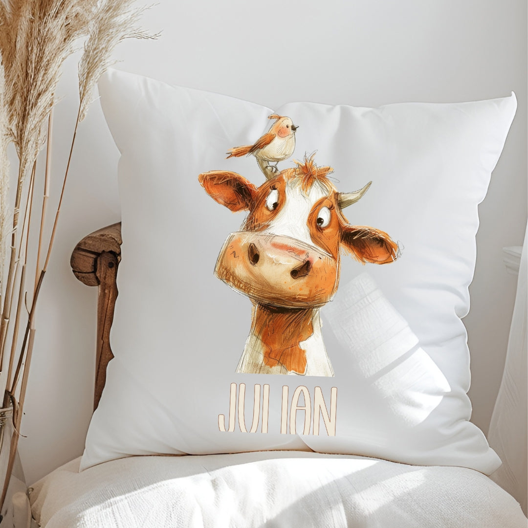Personalisiertes Kissen mit süßen Tieren – Reh, Katze, Bär & Löwe