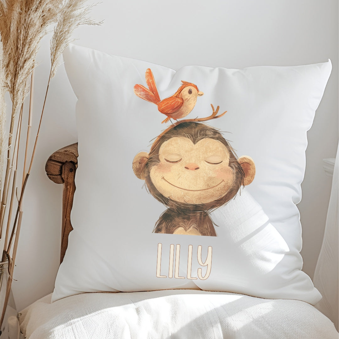 Personalisiertes Kissen mit süßen Tieren – Reh, Katze, Bär & Löwe