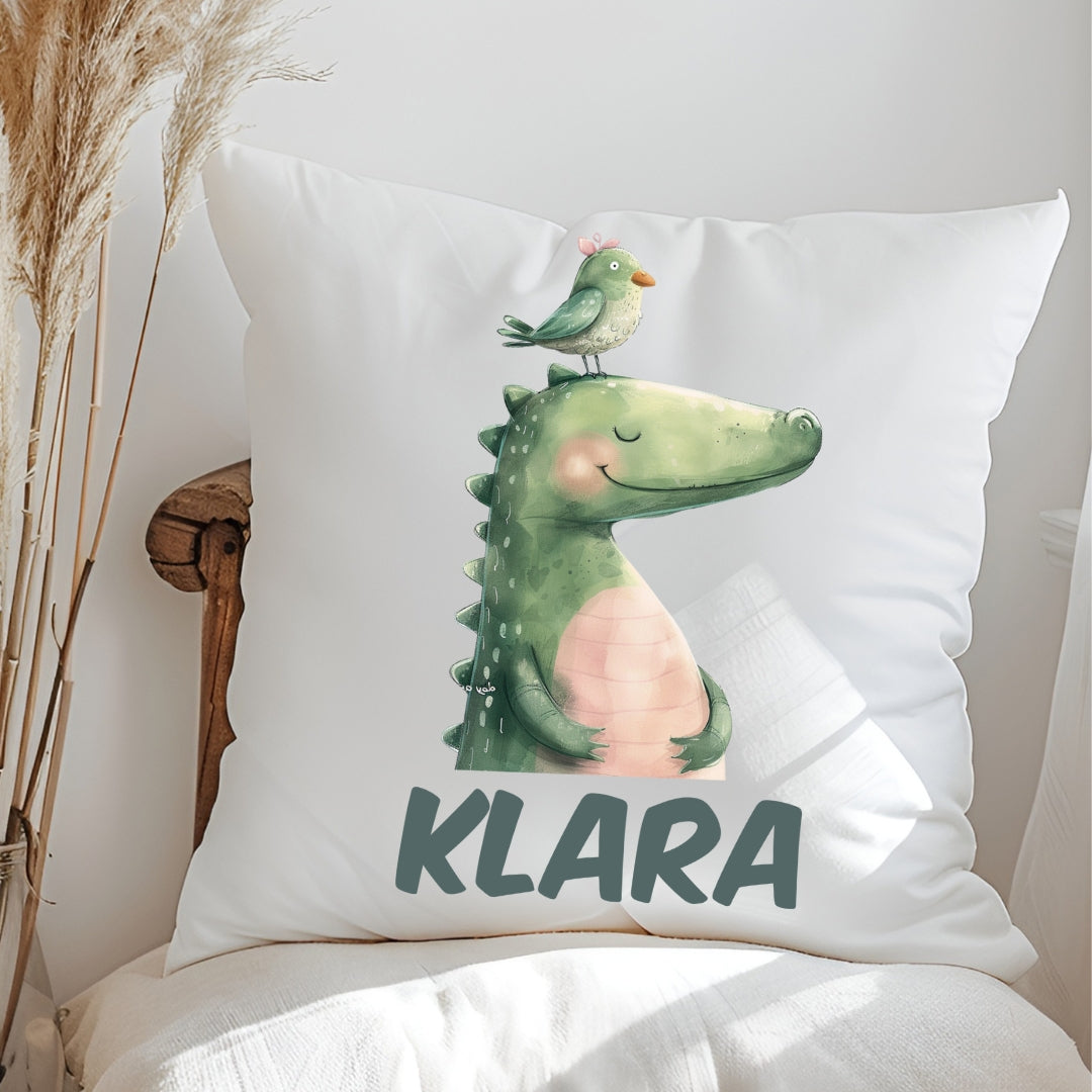 Kissen mit bunten Tieren & Namen – Panda, Pinguin & Co. – personalisiert