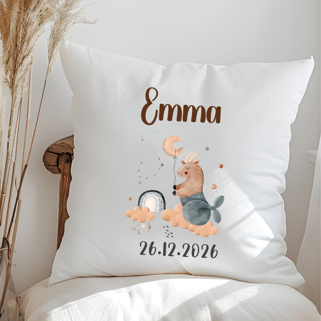 Sternzeichen Kissen mit Namen und Geburtsdatum personalisiertes Geschenk zur Geburt