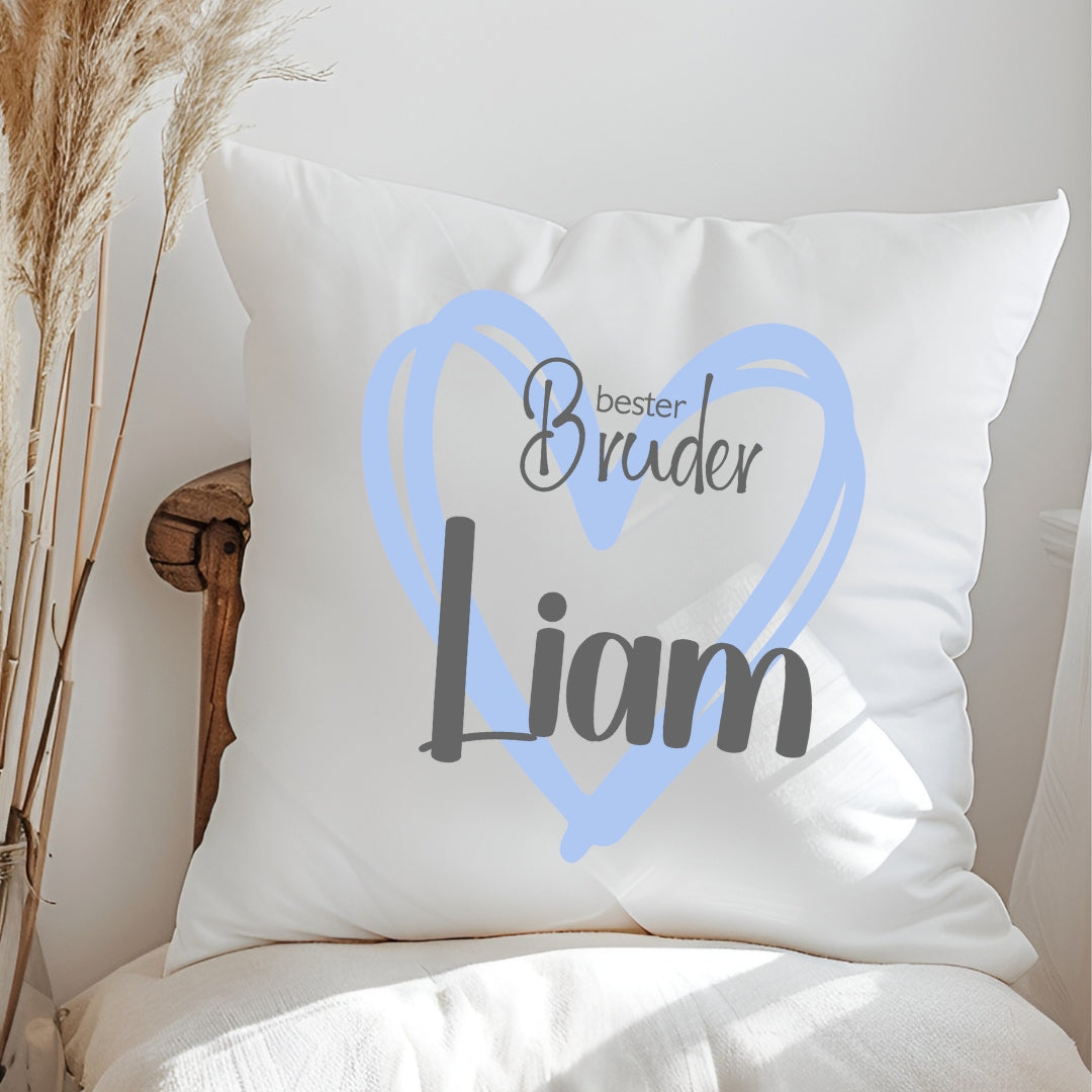 Geschwister Kissen mit Namen personalisiert Geschenk für Bruder oder Schwester