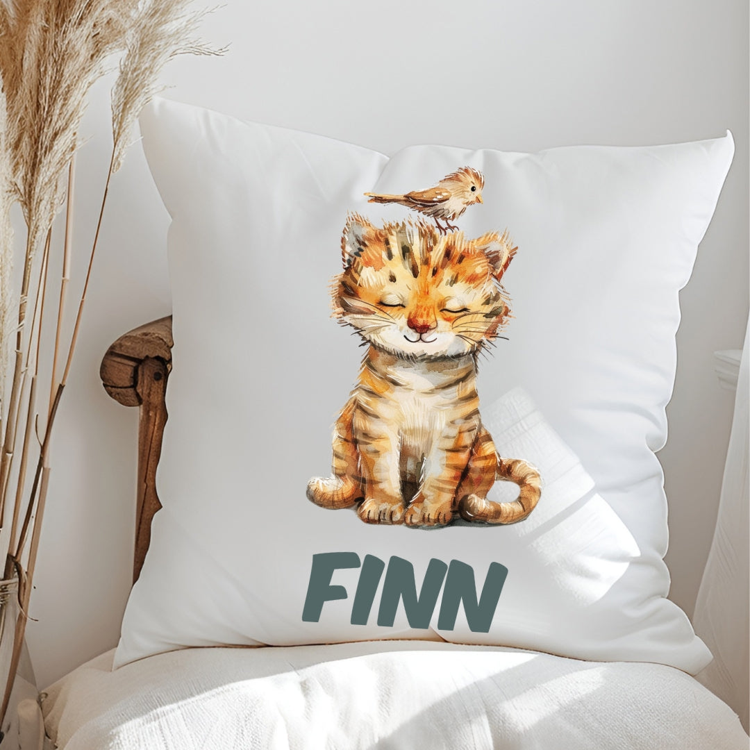 Kissen mit bunten Tieren & Namen – Panda, Pinguin & Co. – personalisiert