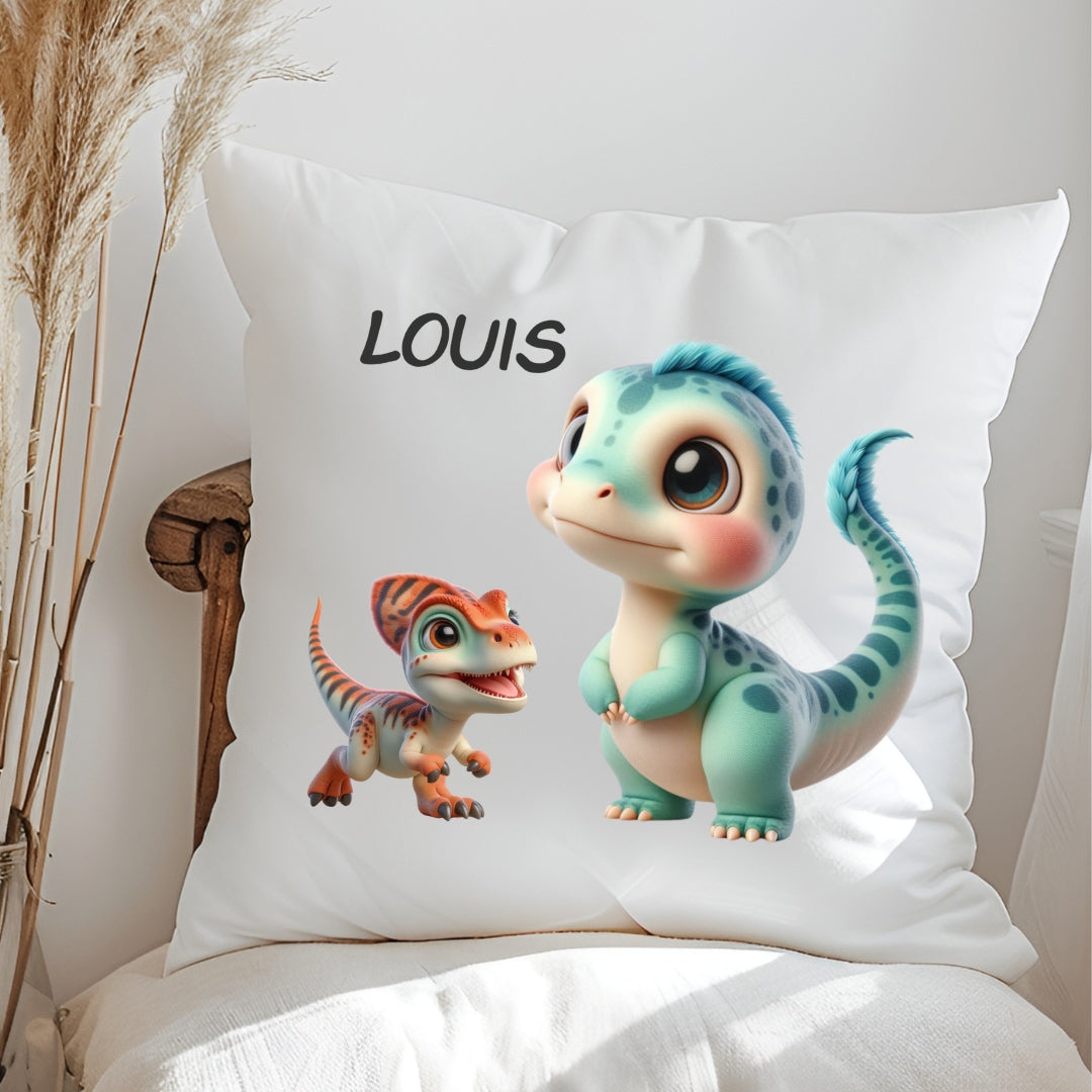 Personalisiertes Dinosaurier-Kissen mit Namen – Dino-Kuschelkissen