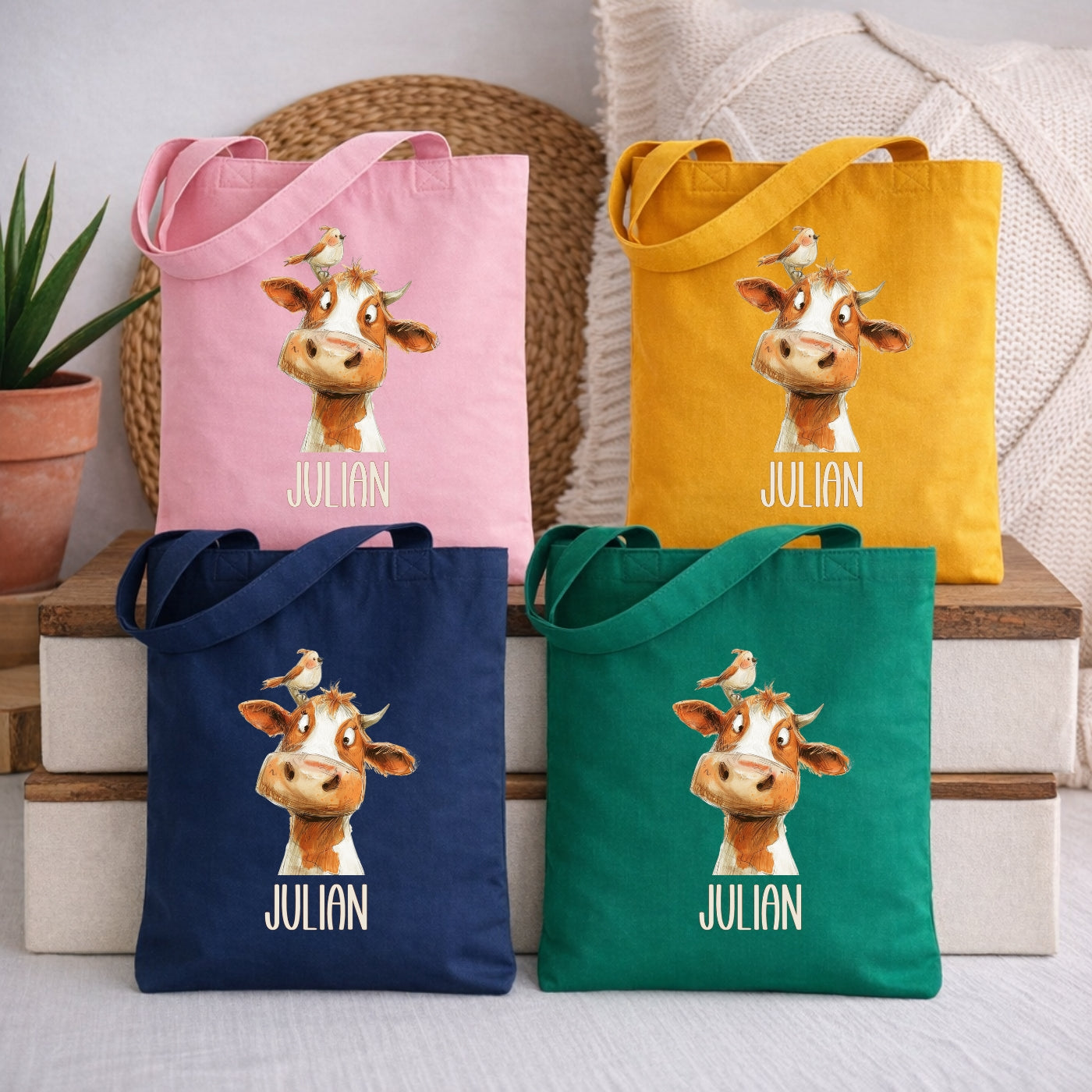 Personalisierte Kindertasche mit Tiermotiven – Stofftasche für Kindergarten