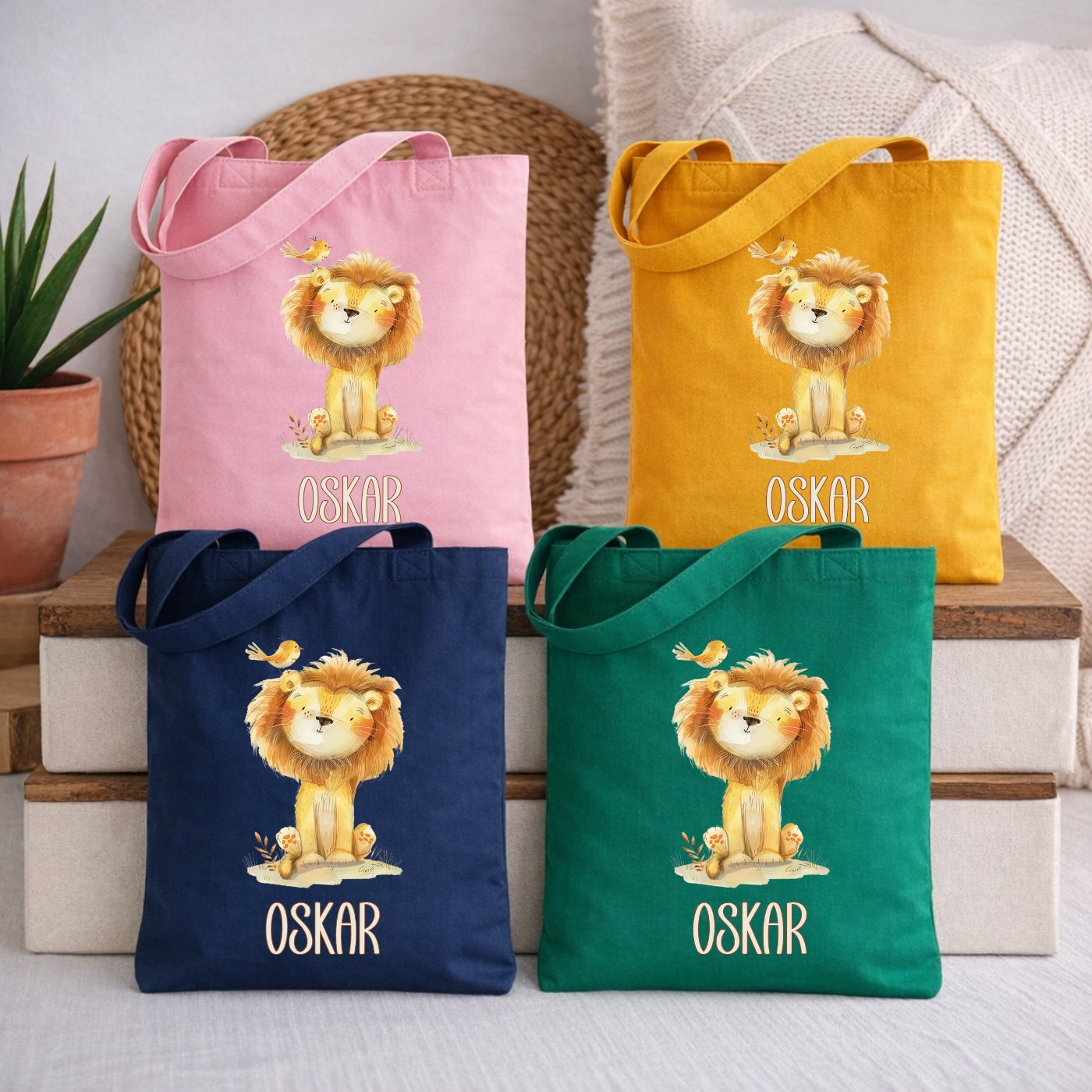 Personalisierte Kindertasche mit Tiermotiven – Stofftasche für Kindergarten