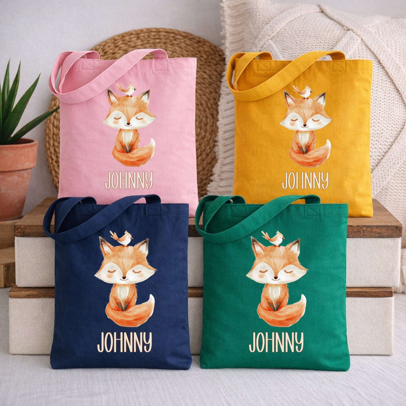 Personalisierte Kindertasche mit Tiermotiven – Stofftasche für Kindergarten