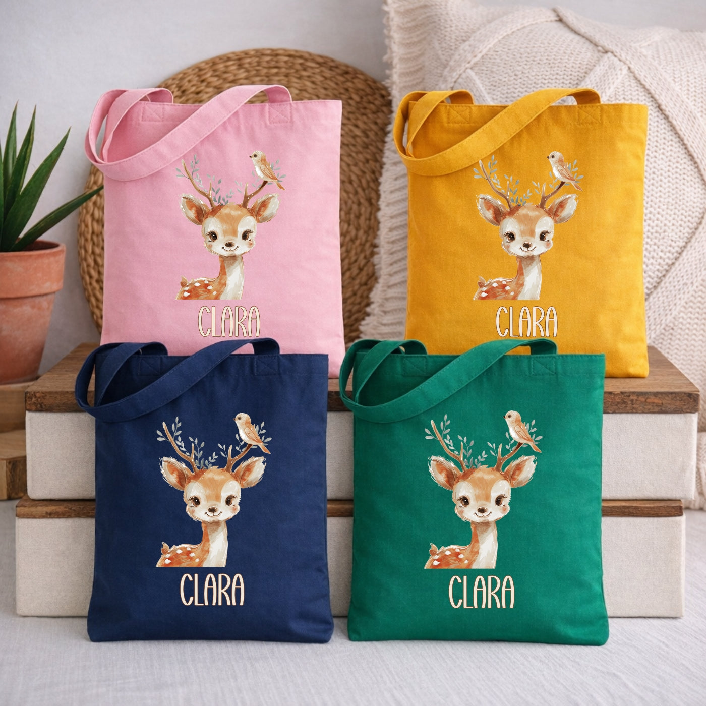 Personalisierte Kindertasche mit Tiermotiven – Stofftasche für Kindergarten