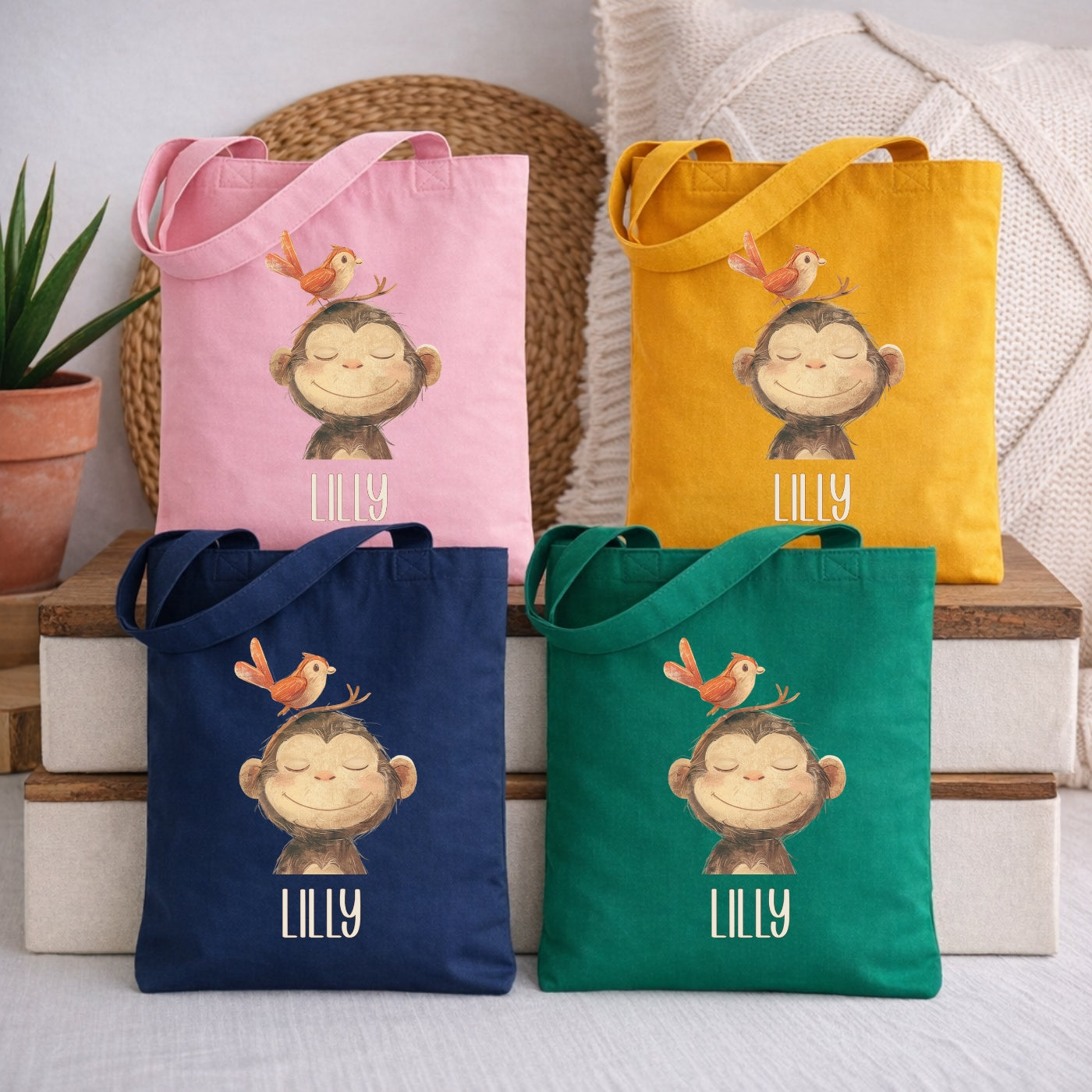 Personalisierte Kindertasche mit Tiermotiven – Stofftasche für Kindergarten