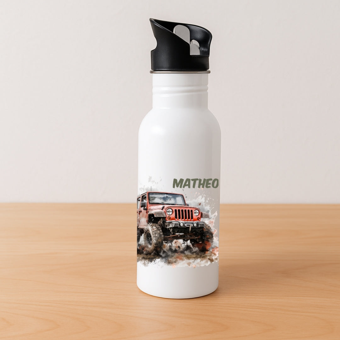 Kinder Trinkflasche Auto Motive mit Wunschnamen