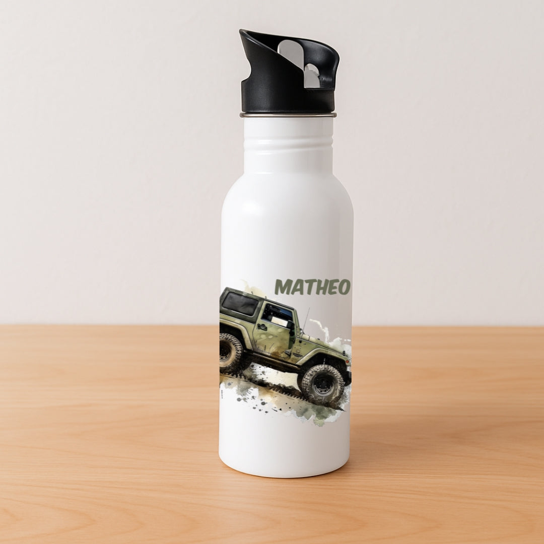 Kinder Trinkflasche Auto Motive mit Wunschnamen
