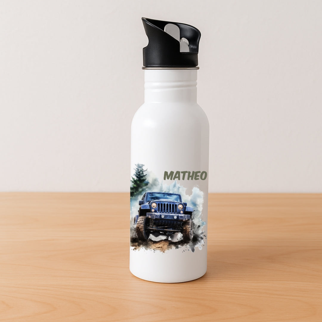 Kinder Trinkflasche Auto Motive mit Wunschnamen