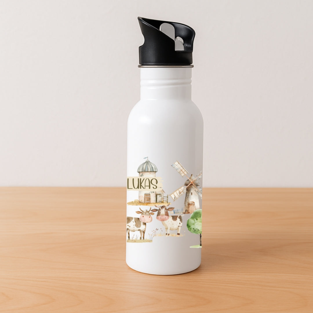 Personalisierte Kinder Trinkflasche  – Bauernhof-Motive