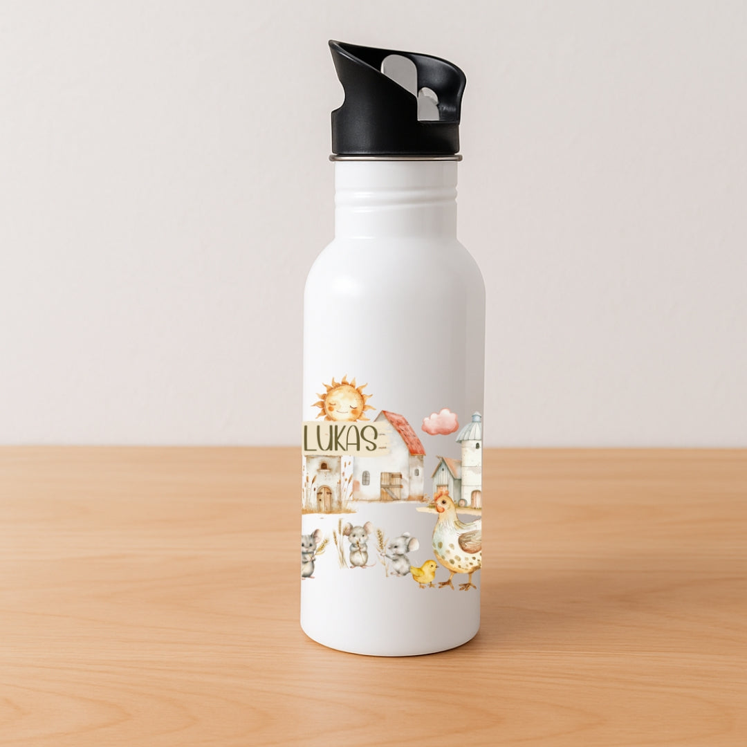 Personalisierte Kinder Trinkflasche  – Bauernhof-Motive