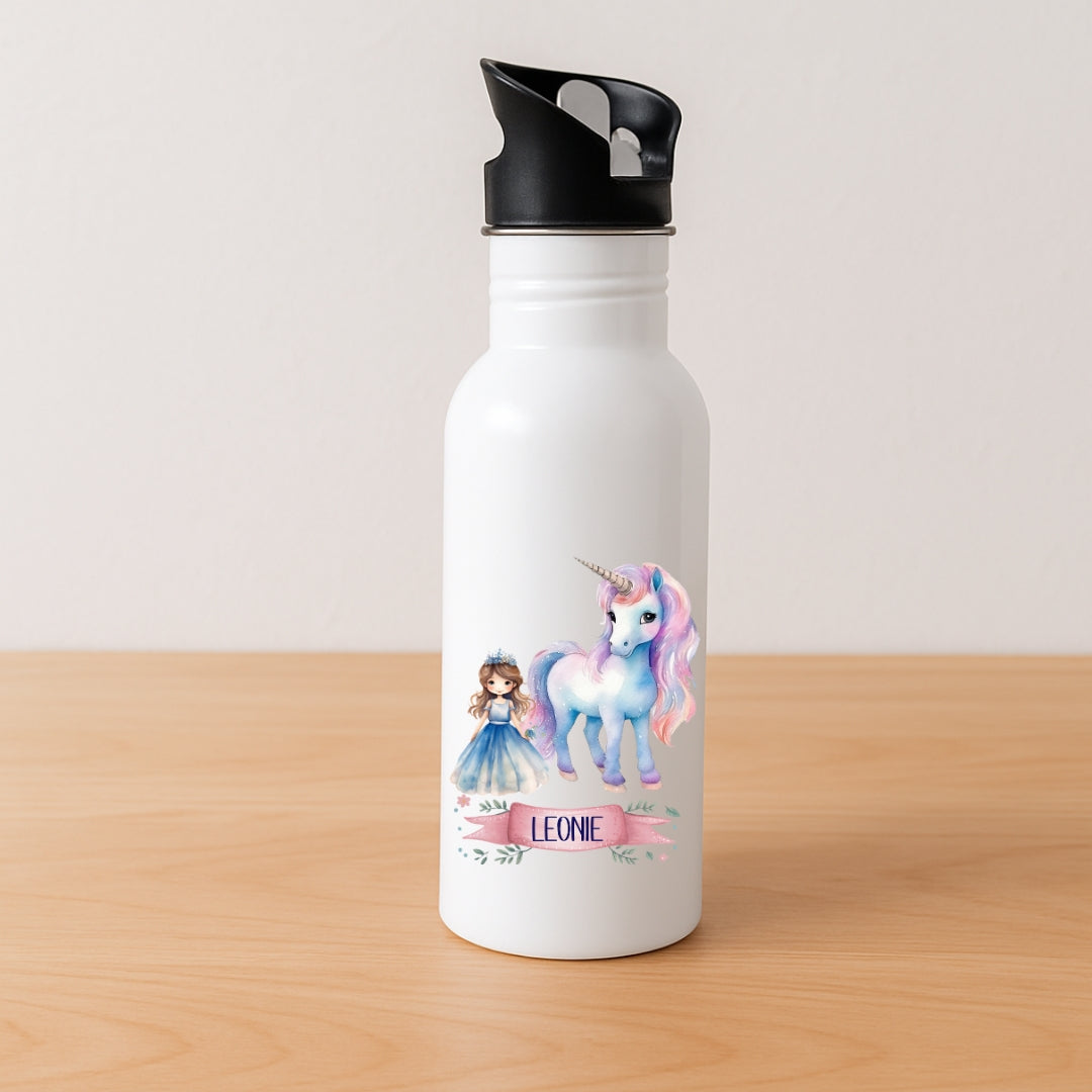 Kinder Trinkflasche Einhorn Motive mit Namen