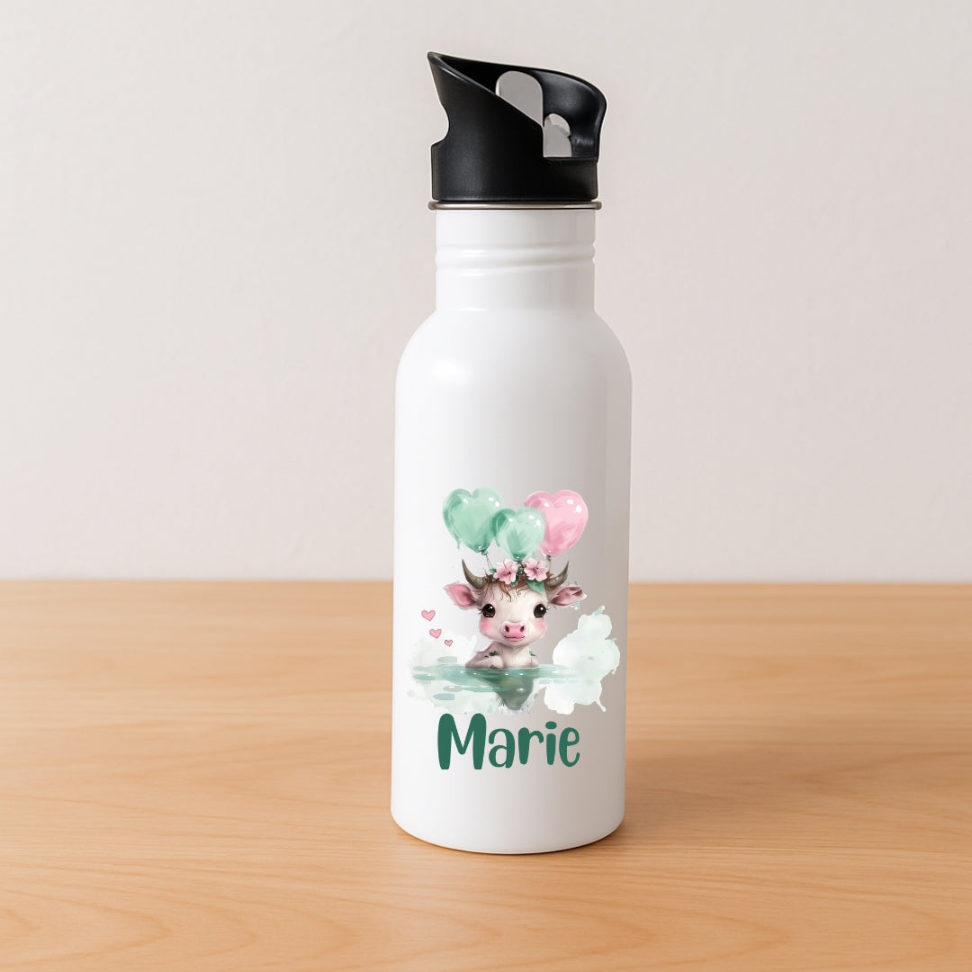 Personalisierte Kinder Trinkflasche Tierchen mit Luftballon