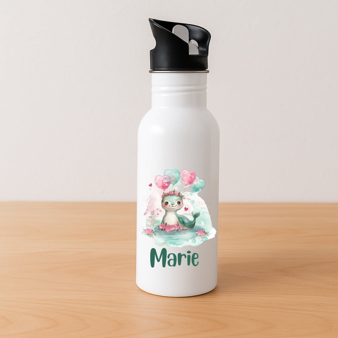 Personalisierte Kinder Trinkflasche Tierchen mit Luftballon