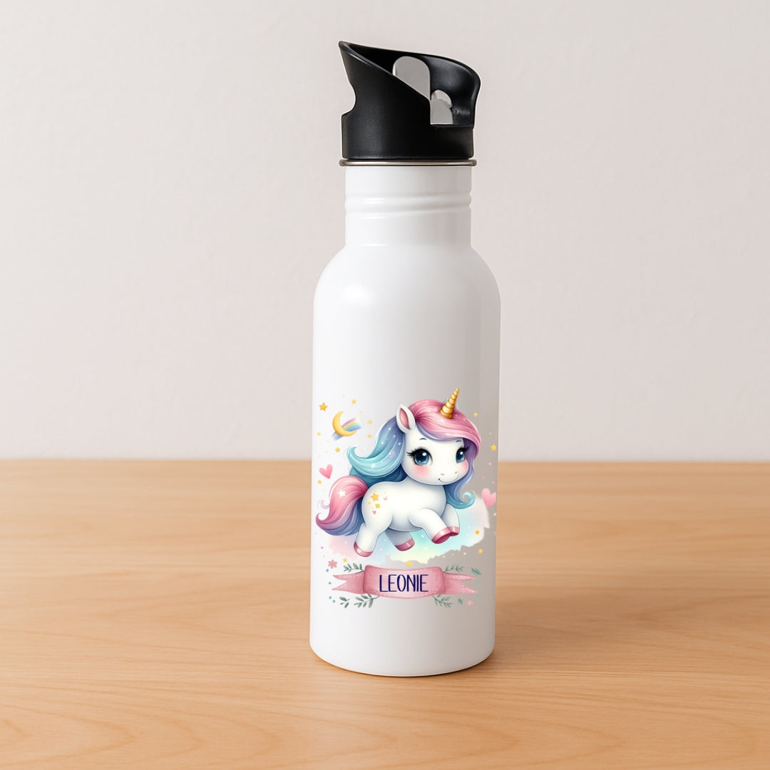 Kinder Trinkflasche Einhorn Motive mit Namen
