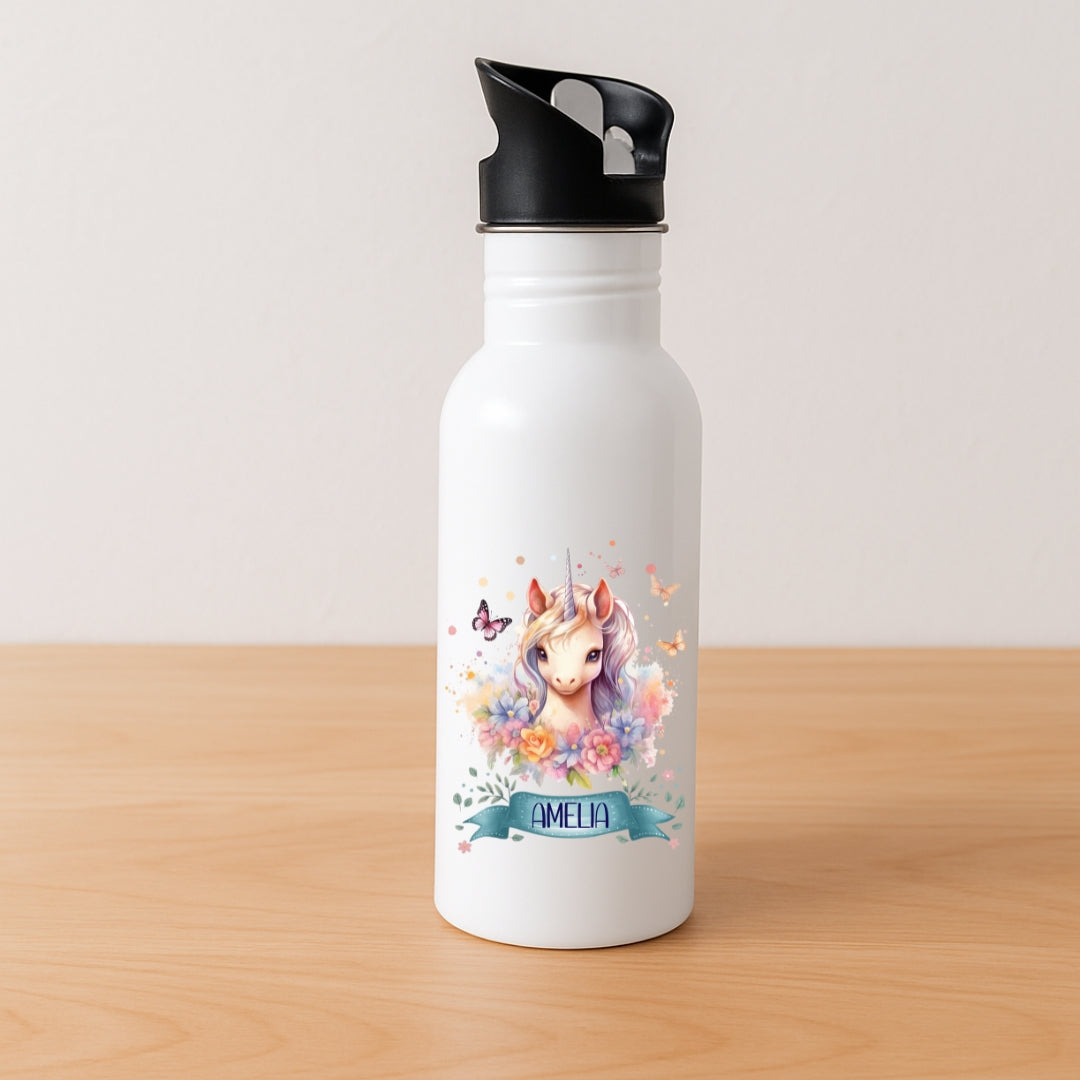 Kinder Trinkflasche Einhorn Motive mit Namen