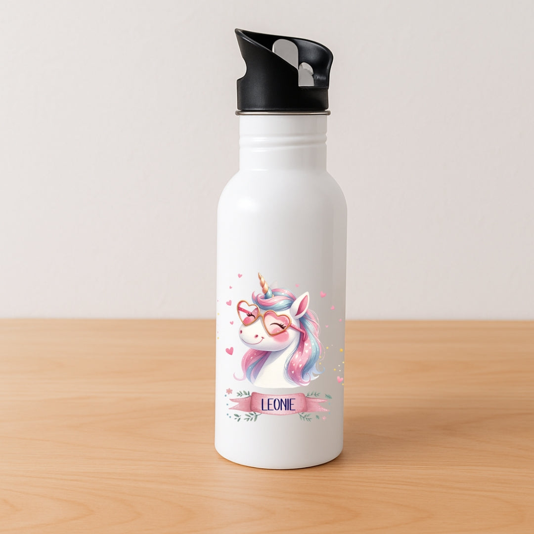 Kinder Trinkflasche Einhorn Motive mit Namen