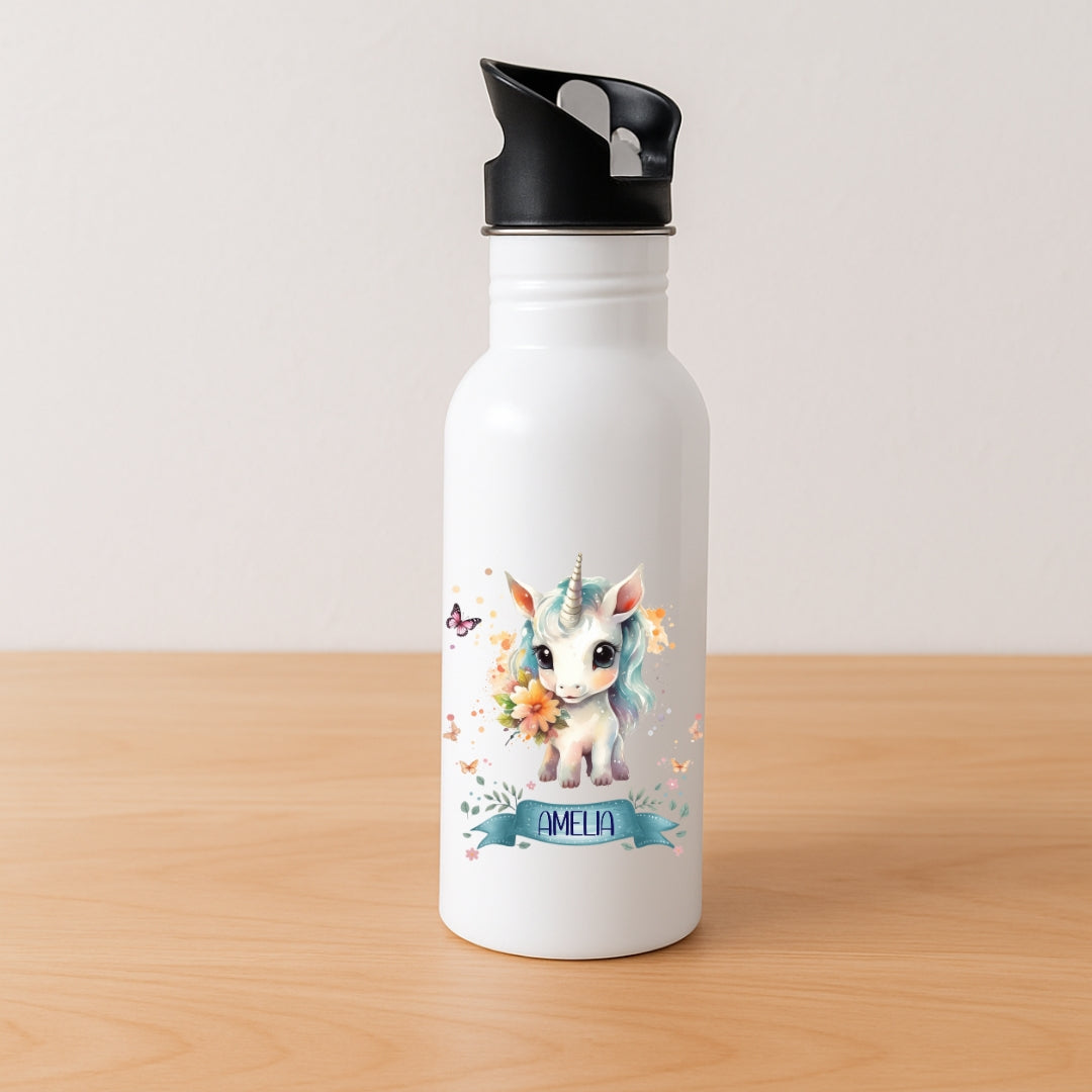 Kinder Trinkflasche Einhorn Motive mit Namen