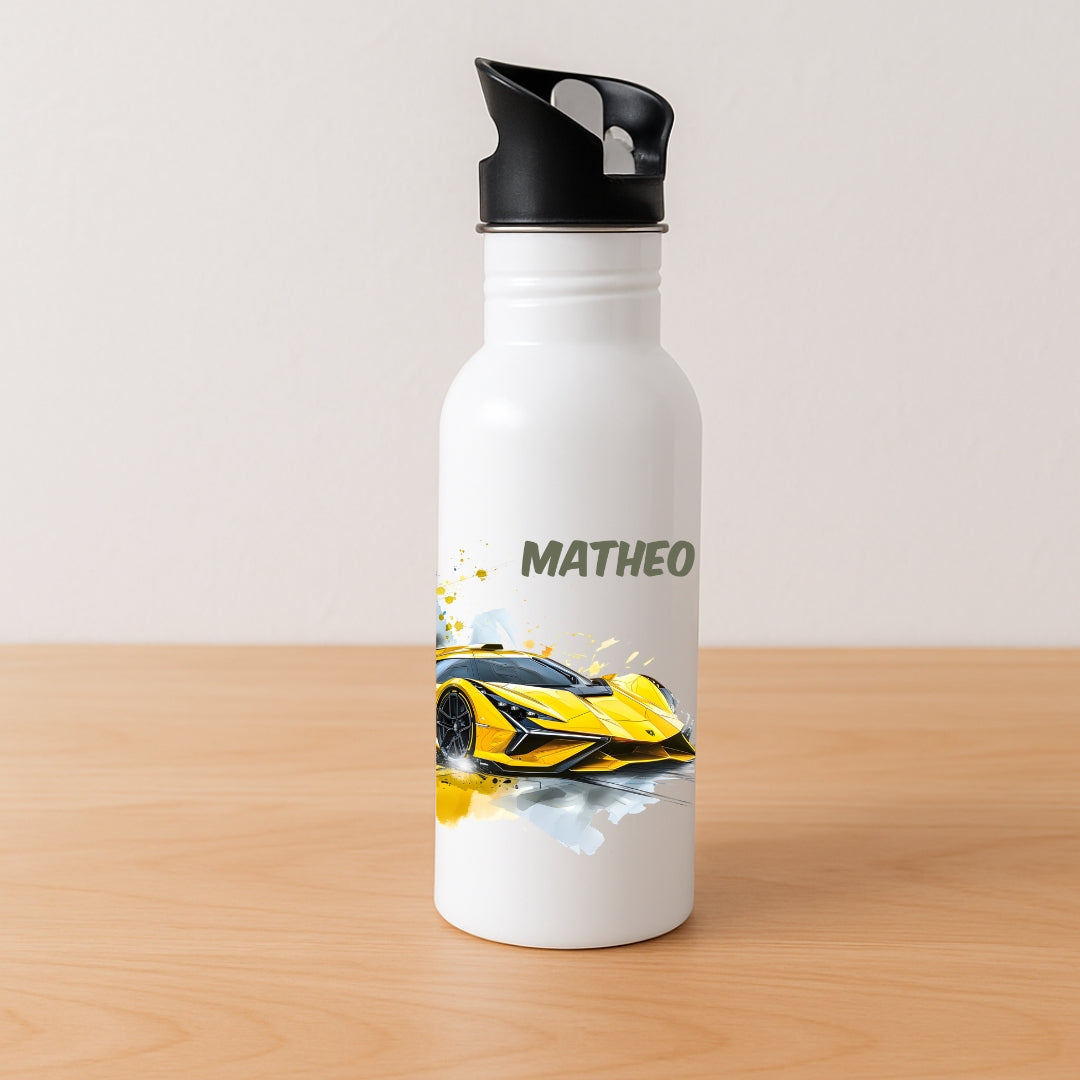 Kinder Trinkflasche Auto Motive mit Wunschnamen