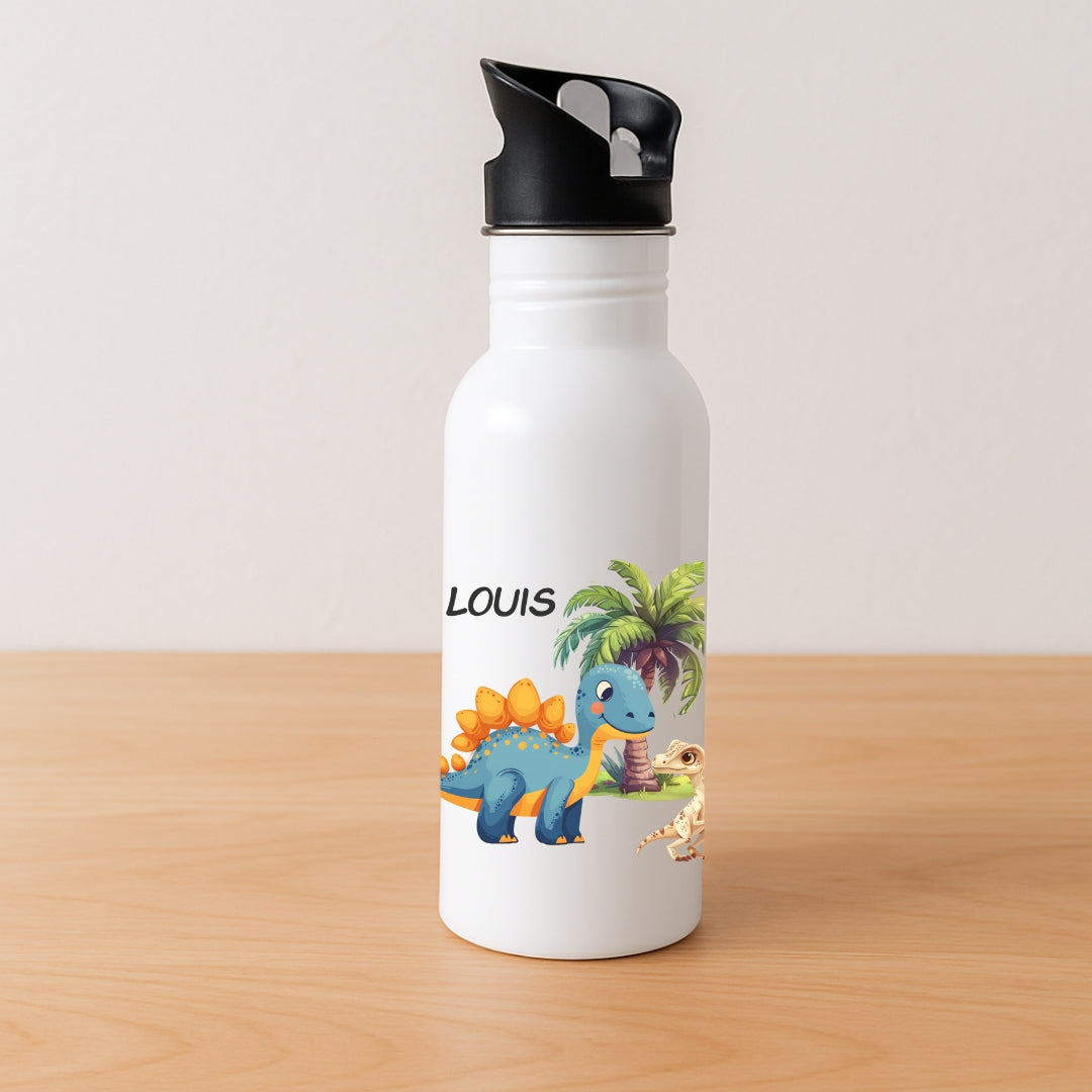 Kinder Trinkflasche mit Dino Motiven und Namen
