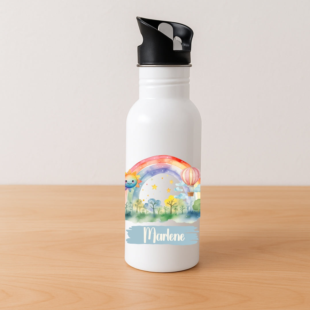 Personalisierte Kinder Trinkflasche Regenbogen