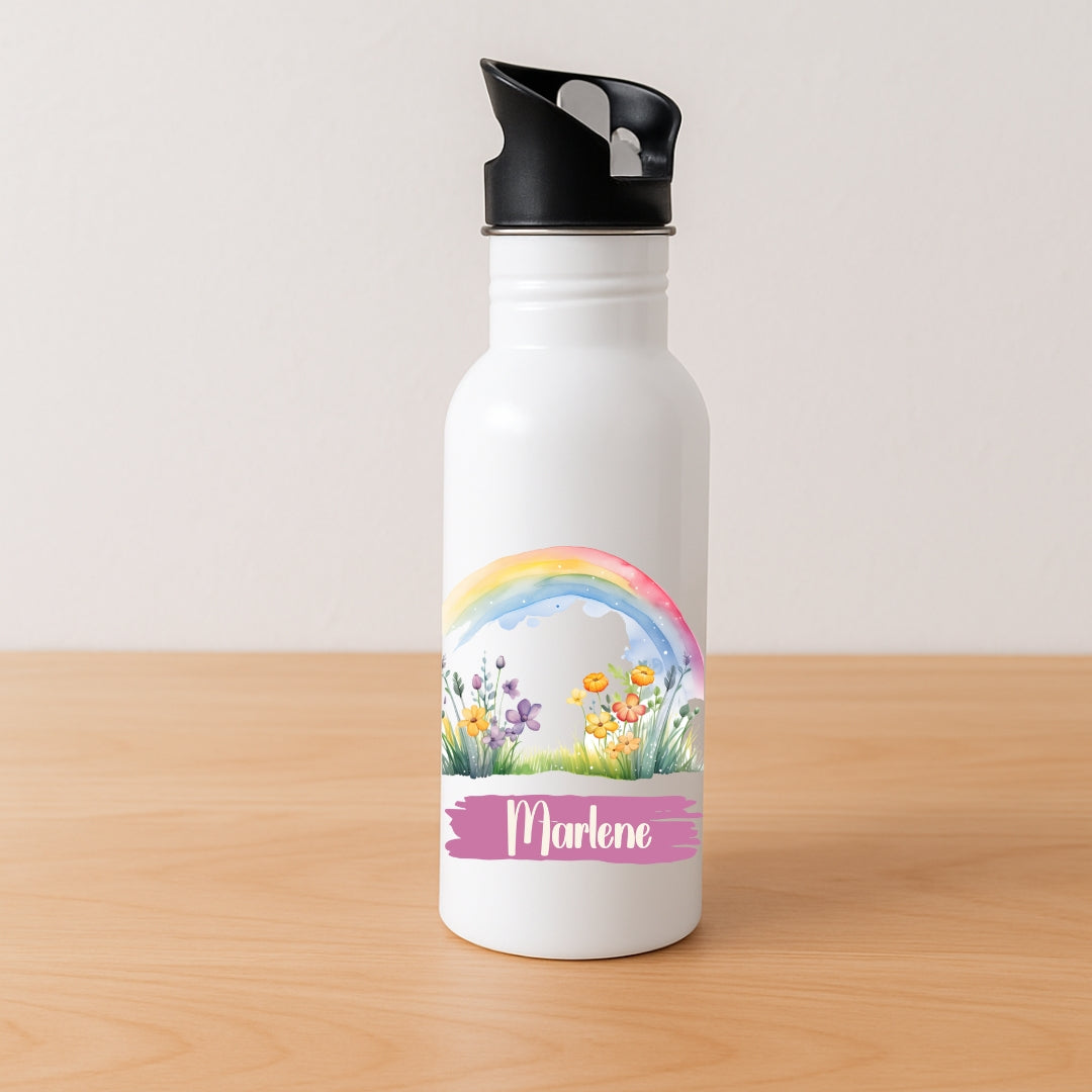 Personalisierte Kinder Trinkflasche Regenbogen