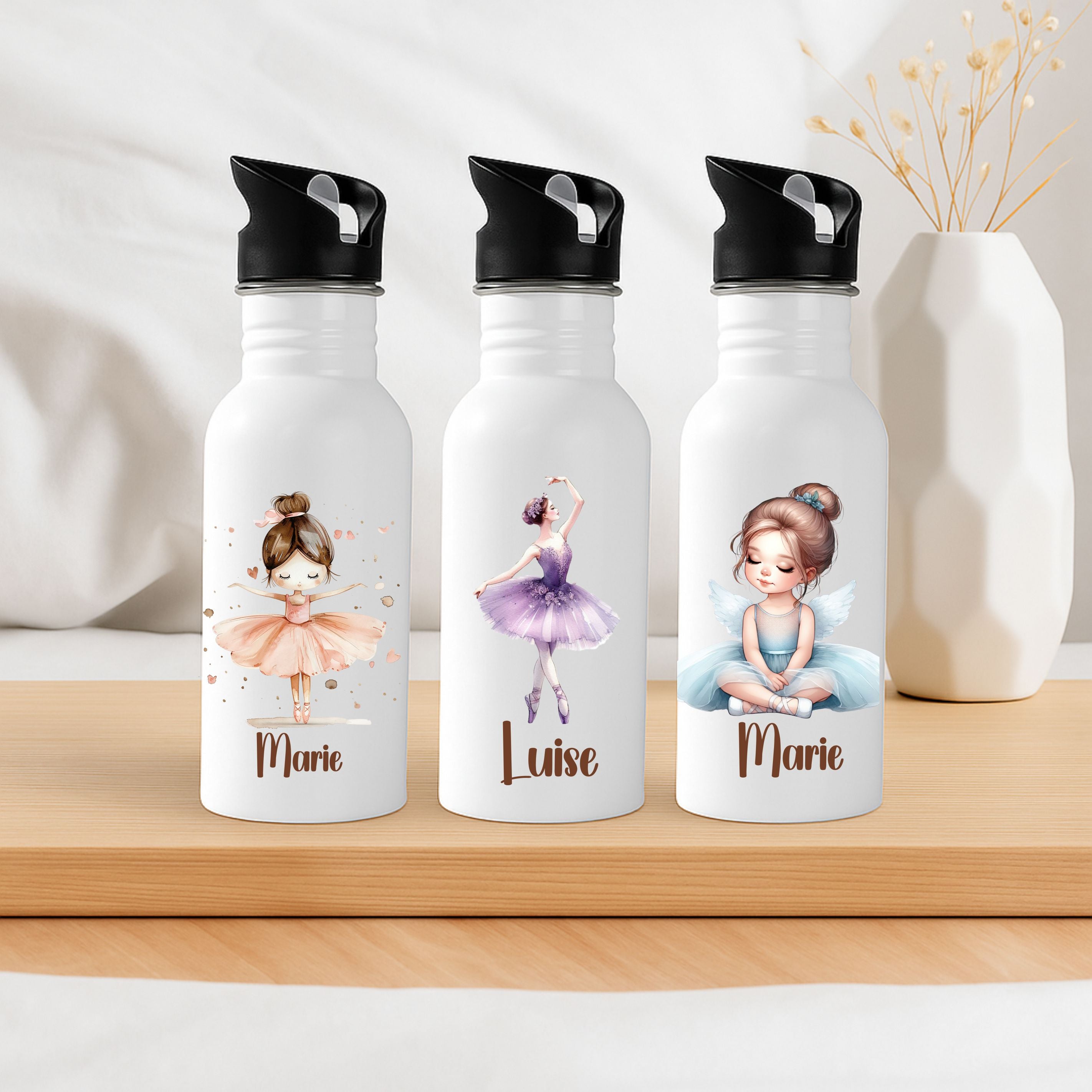 Personalisierte Kinder Trinkflasche Ballerina Motive