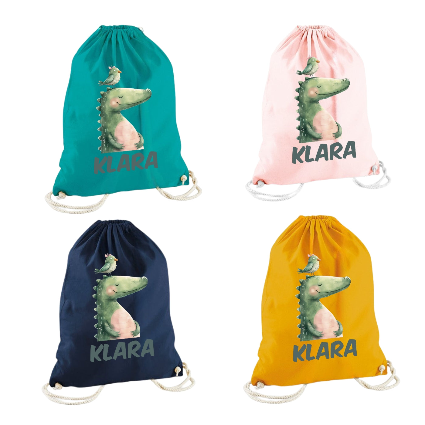 Turnbeutel bunte Tiere personalisiert – Stoffbeutel Kinder