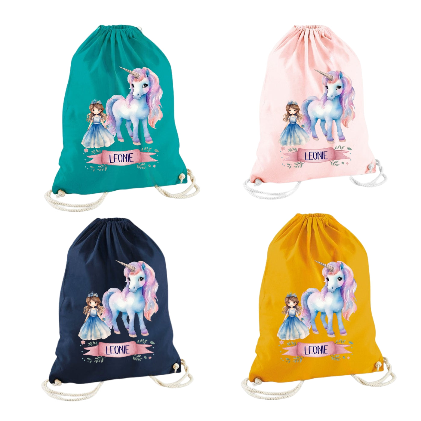 Turnbeutel Einhorn Mädchen personalisiert