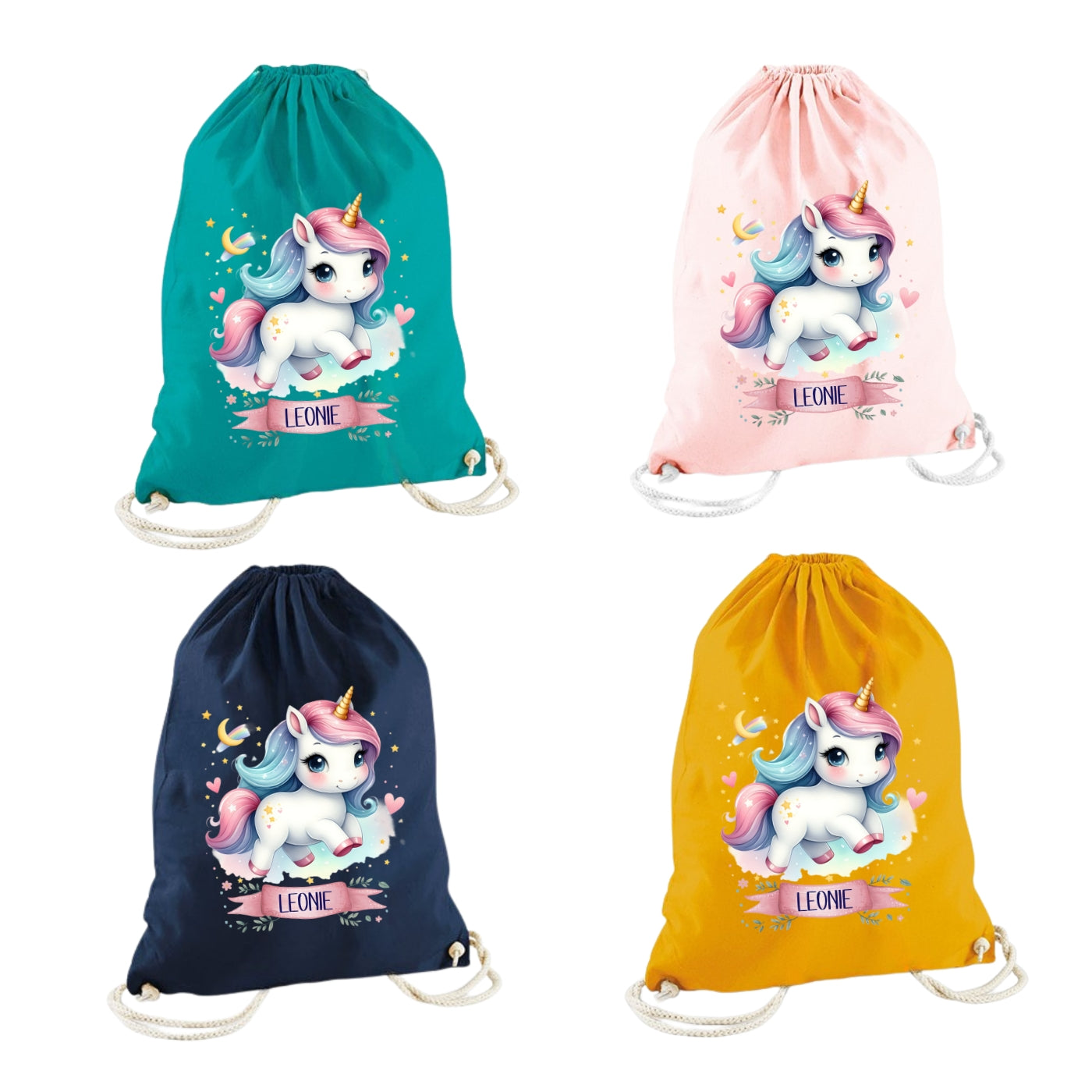 Turnbeutel Einhorn Mädchen personalisiert