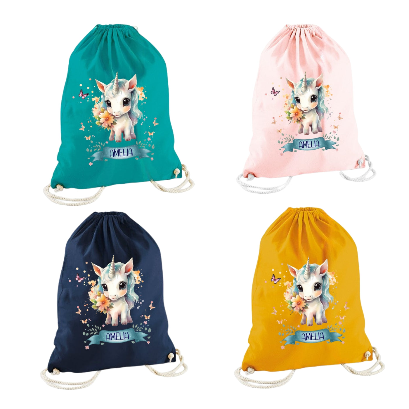 Turnbeutel Einhorn Mädchen personalisiert