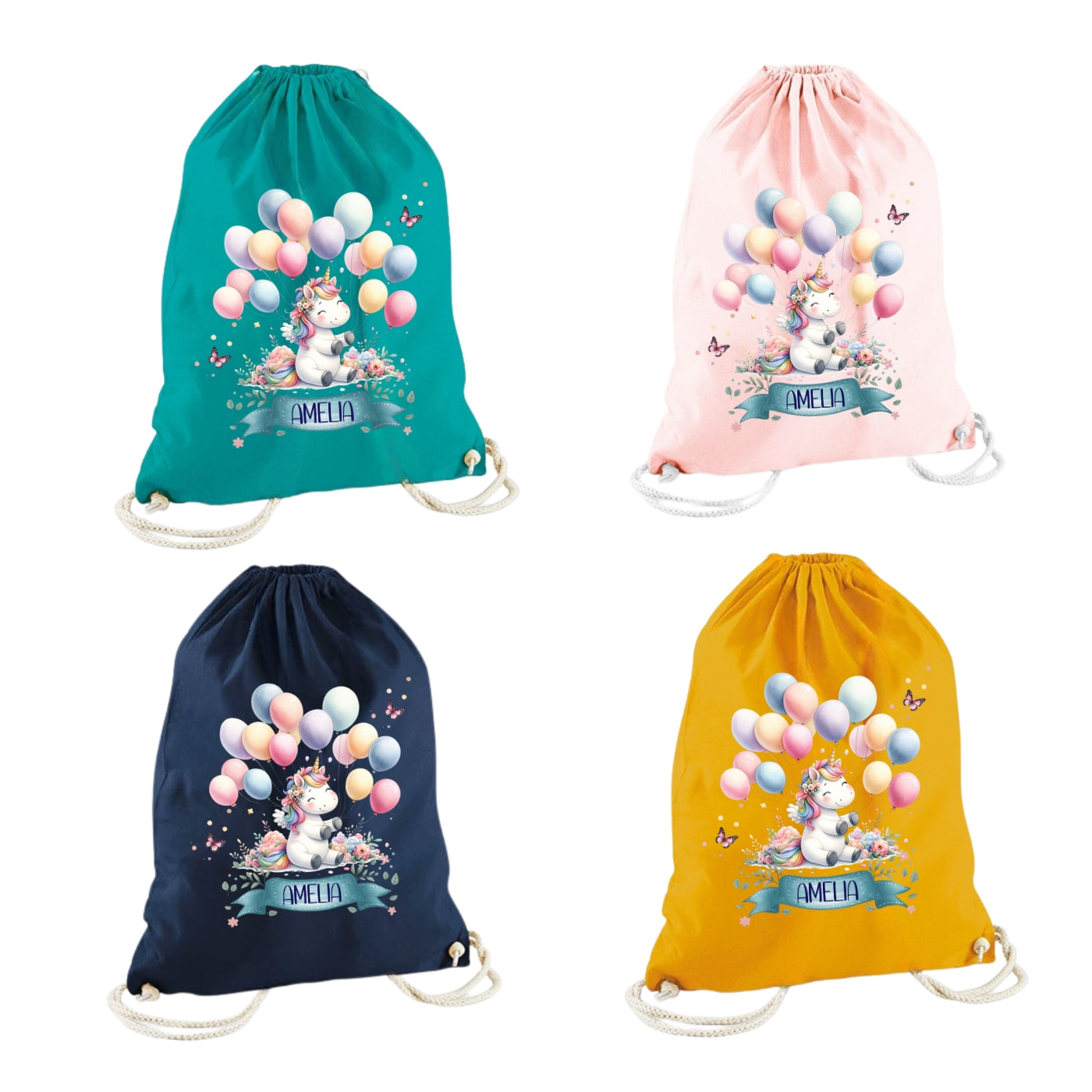 Turnbeutel Einhorn Mädchen personalisiert