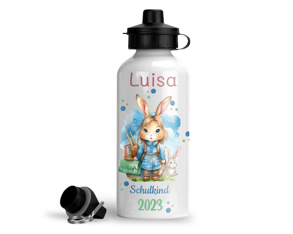 trinkflasche personalisiert mit namen schulkind mädchen einschulung geschenk wolga-kreativ