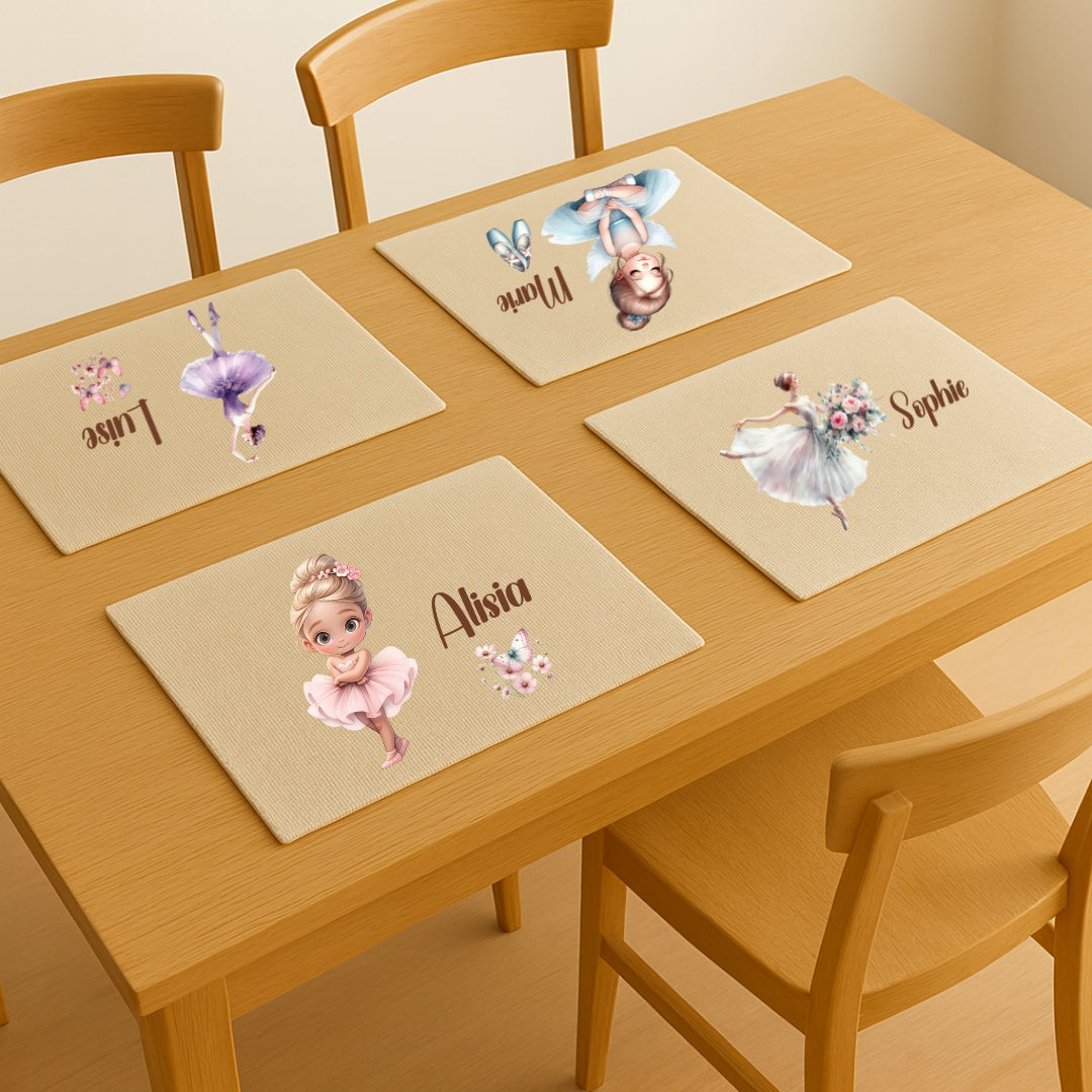 Tischset Ballerina – personalisiertes Platzdeckchen Kinder abwaschbar & waschbar, rutschfest