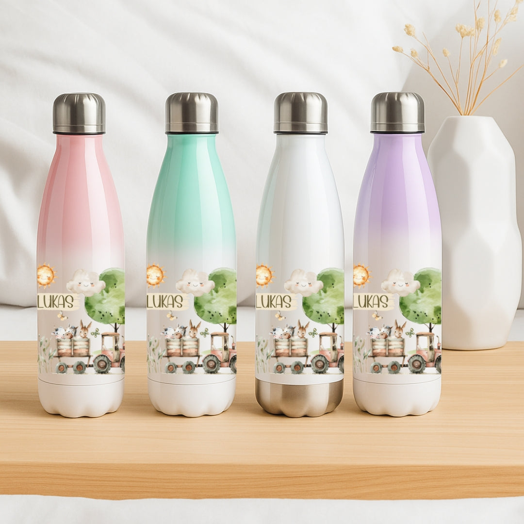 Personalisierte Trinkflasche für Kinder – Bauernhof Motive
