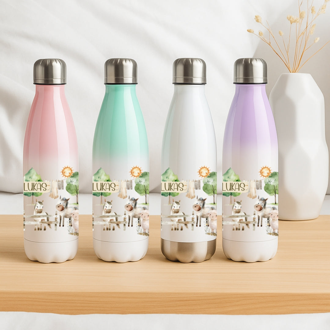 Personalisierte Trinkflasche für Kinder – Bauernhof Motive