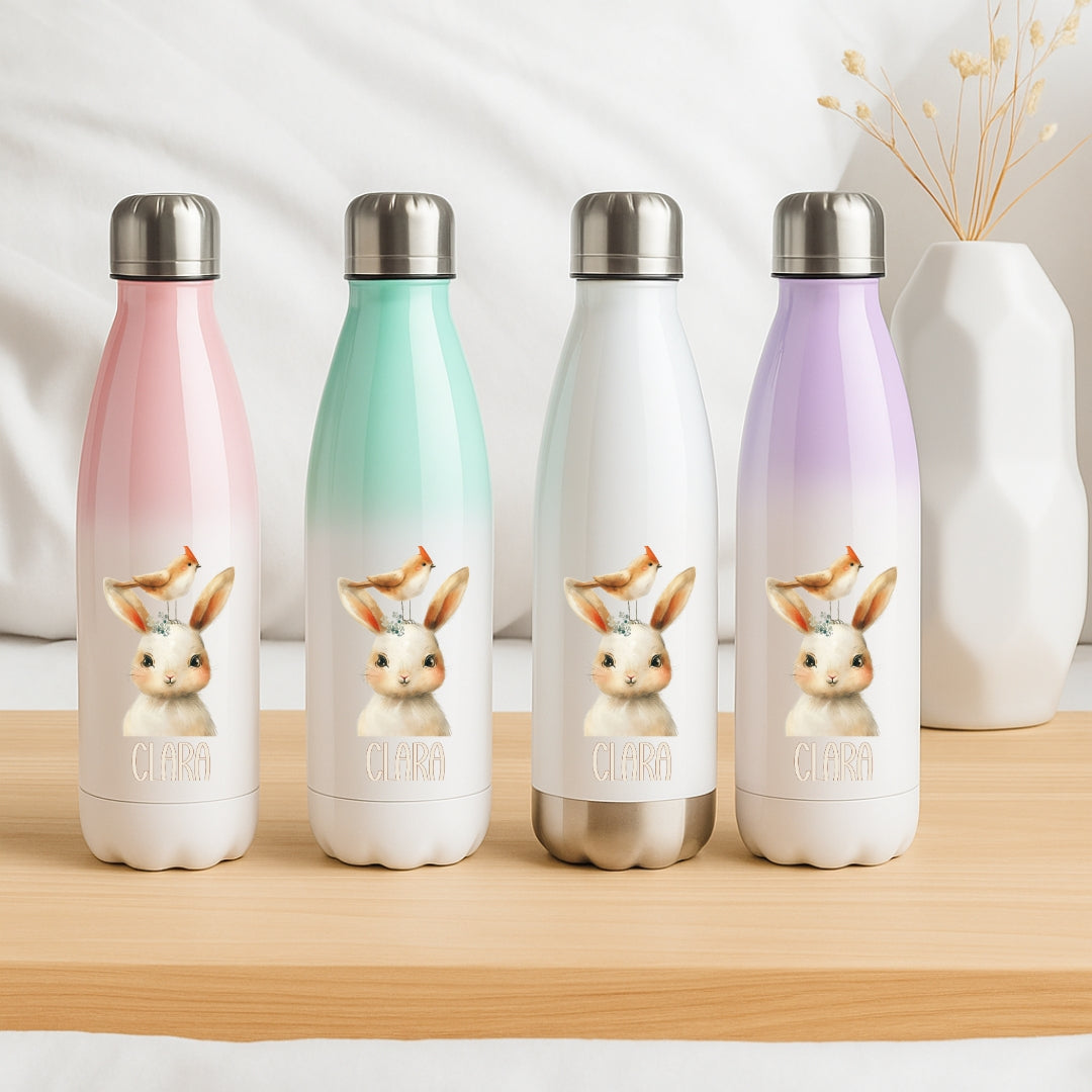 Kinderflasche mit Namen und Tiermotiven