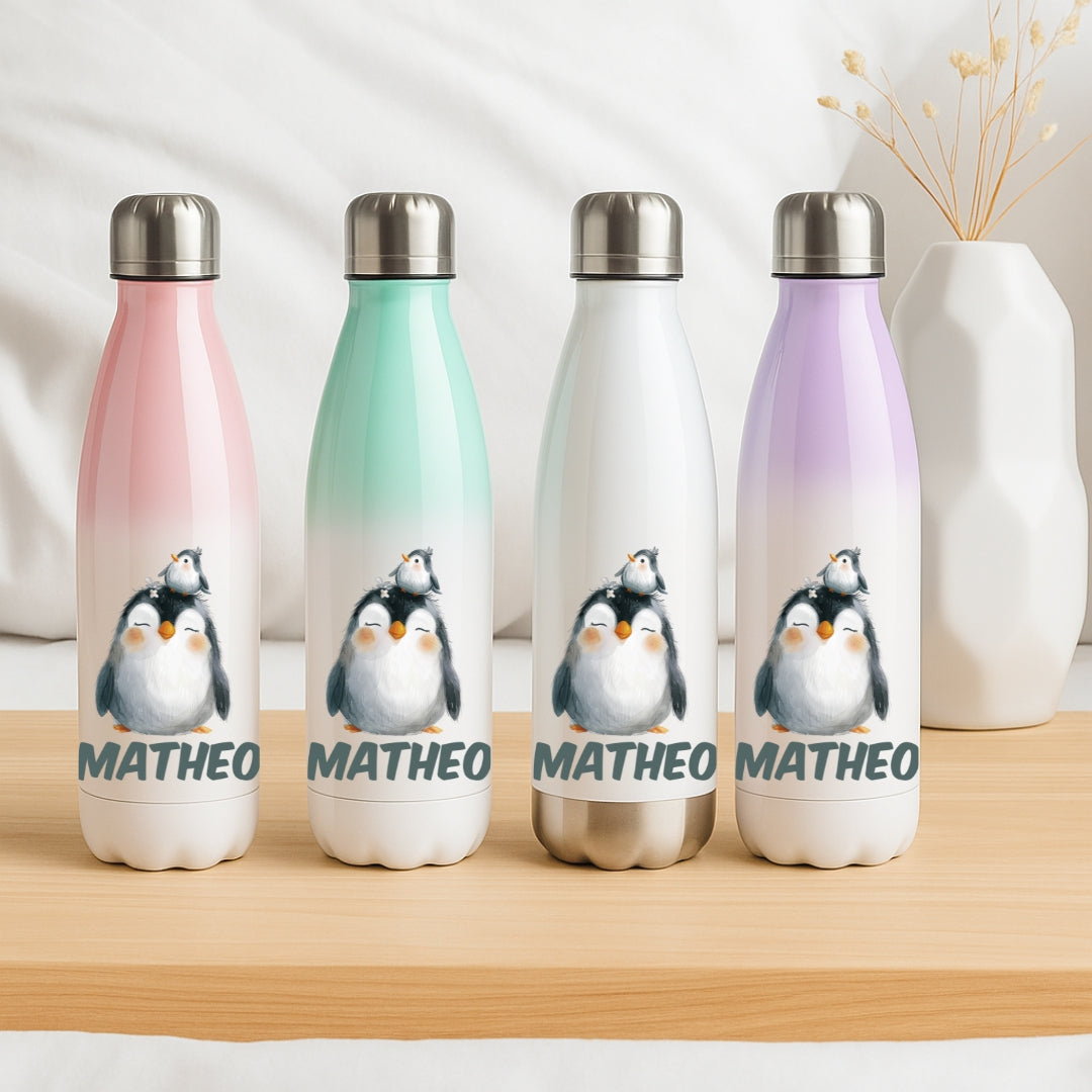 Thermo Trinkflasche für Kinder – Bunte Tiermotive und Name