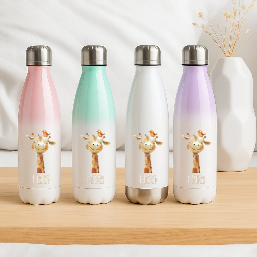 Kinderflasche mit Namen und Tiermotiven