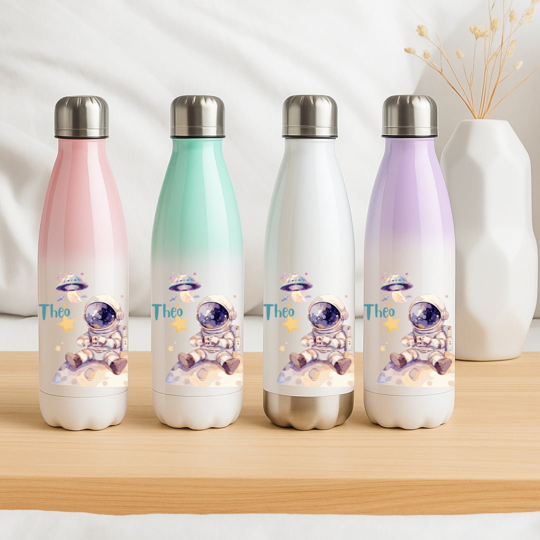Kinder Trinkflasche mit Namen – Weltall Motiv