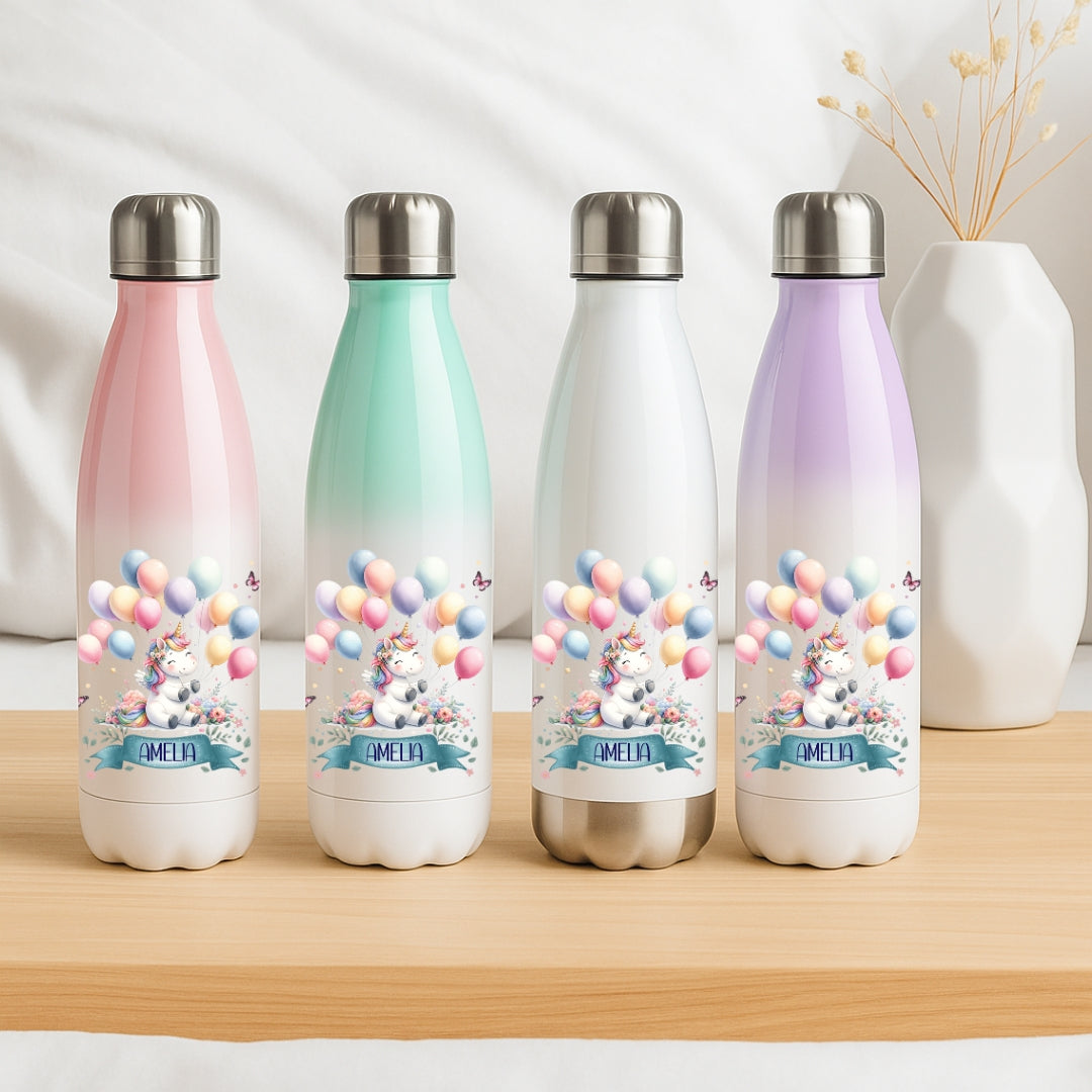 Thermo Trinkflasche für Mädchen personalisiert – Einhorn Motive